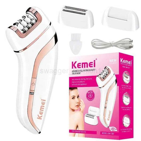Kemei Women Epilator Electric Hair Removal Facial Body Lady Leg Bikini Legs Arms Armpit Hair Remover Underarms RechargeableXJ240808