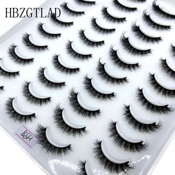 New 20 pairs fluffy faux mink eyelashes natural long false eyelash extension handmade volume 3d lashes makeup faux cils ciliosM240806