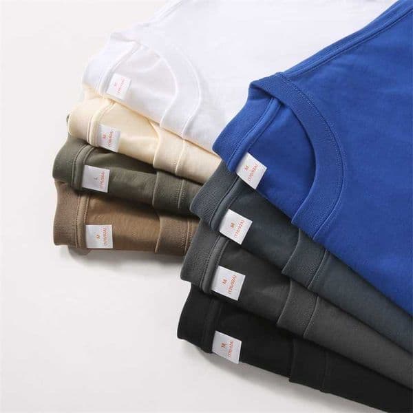 Men's T-Shirts 300g heavy short sleeve T-shirt men's shoulder drop fashion round neck base H240808