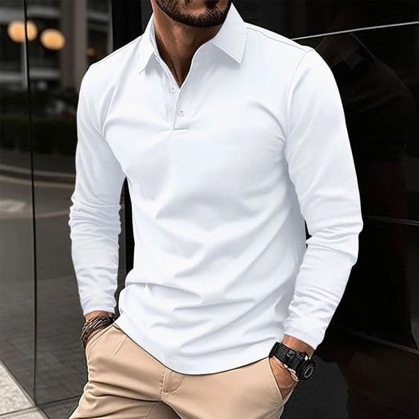 Mens polo shirt long sleeved contrasting colors clothing summer street casual mens top 240816