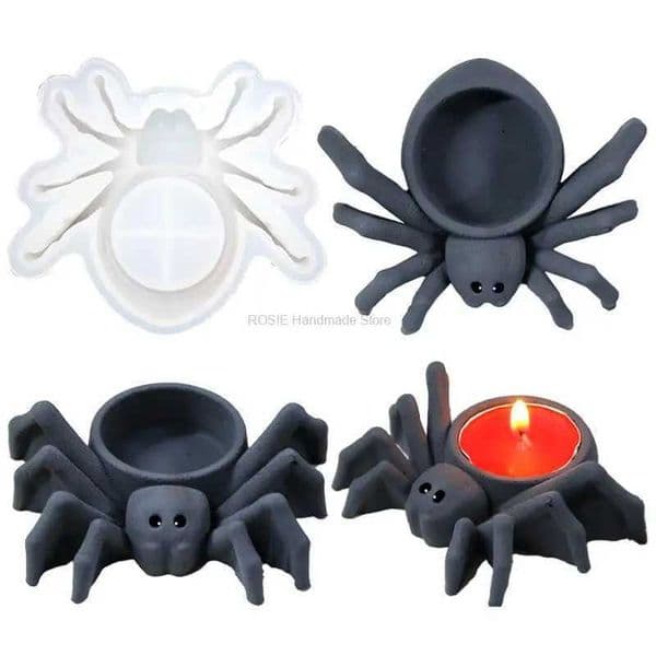 Spider Candle Holder Silicone Mold Candle Light Pumpkin Lamp for Home Bar Haunted House Halloween Decor Y240807
