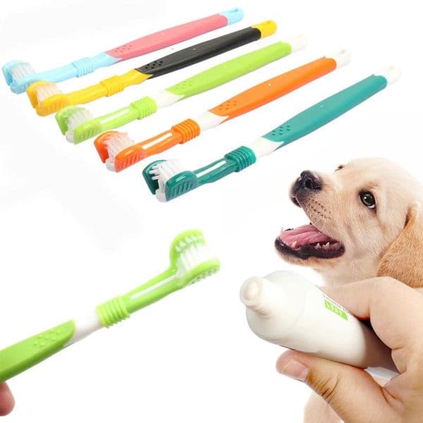 Three sided pet toothbrush three headed multi angle tooth brush for cleaning dogs and cats respiratory problems tooth care tools 240807