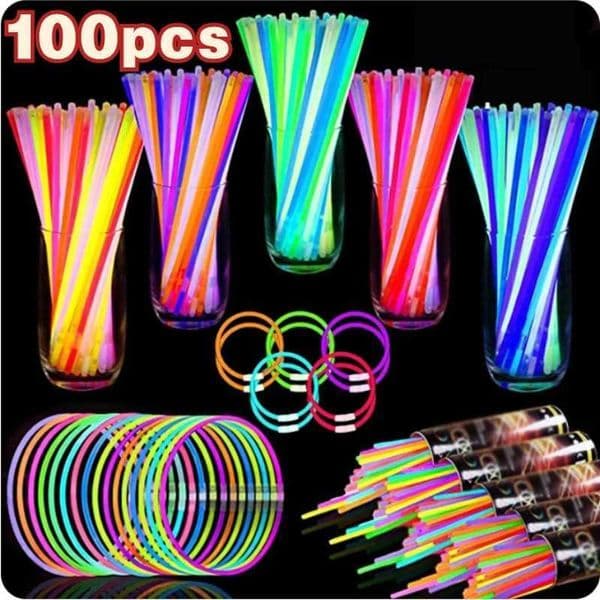 100pcs Fluorescence Light Glow Party Sticks Bracelets Necklaces Neon for Wedding Party Glow Sticks Bright Colorful Glow Stick Y240807