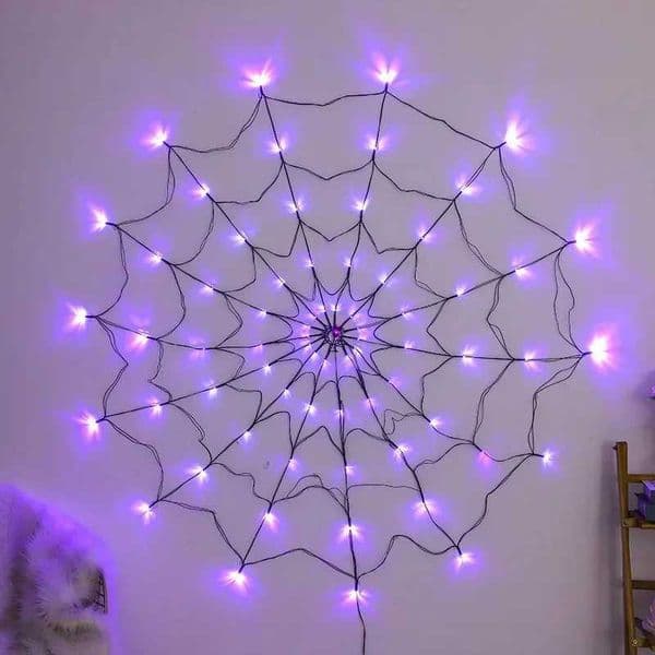 Halloween Glowing Spider Web Halloween Decoration Lights Spider Web Lights Halloween Decoration Outdoor Indoor Halloween Decor Y240808