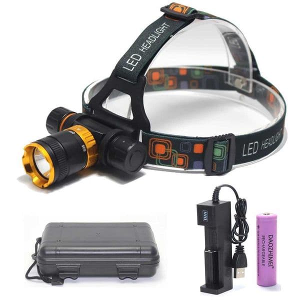 10W T6 Diving head lamp spearfishing Headlight 4000 Lumen 5- Mode Waterproof LED Lighting Torch+1x 18650 battery + USB chargerCL240807