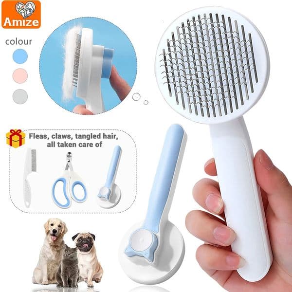 Pet Dog Brush Cat Comb Self Cleaning Hair r for Cats Puppy Kitten Grooming Tools Dogs Accessories Supplies 240808