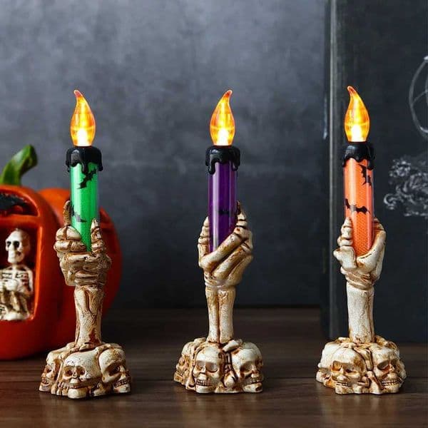 Halloween Candle Light Bar KTV Decorative Props Scary Ghost Hand Skull Head Light LED Flash Electronic Jack-o -lantern Y240807