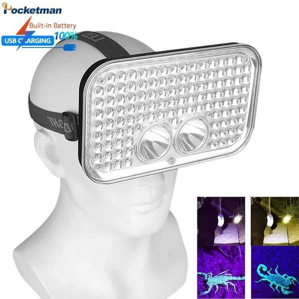 Powerful 111LED Headlamp 395nm UV Yellow LED Scorpion lamp Handheld Searchlight 18650 Camping Fishing Head Torch Light 4ModesCL240807