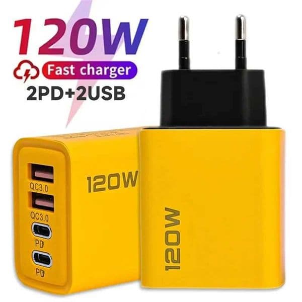 4 Ports 120W Quick Charge 3.0 Fast Charging Type C USB A Phone Charger Adapter For iPhone 15 14 13 SamsungM240809