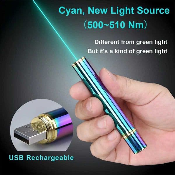 Aenfor500-510nm Cyan Laser Pointer 532nm Green laser pen 650nm Red Laser Built-in USB Rechargeable Beam Pointer Pen M250628