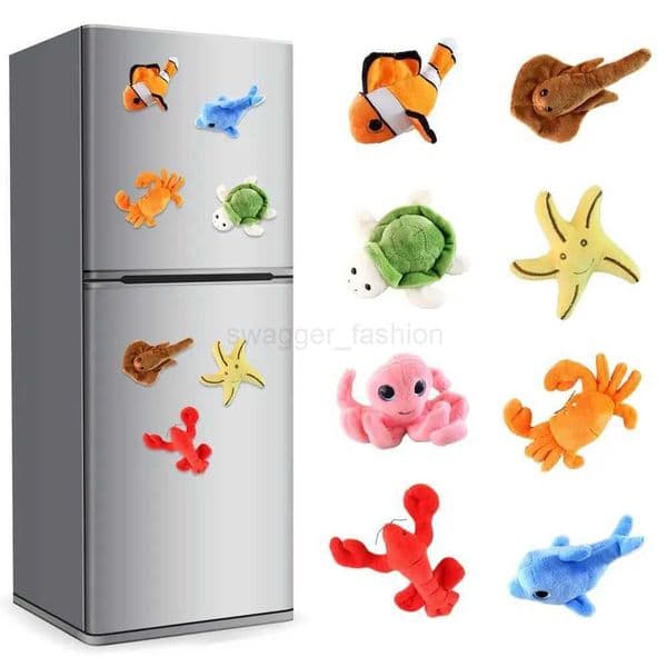 Creative Cartoon Plush Doll Fridge Magnet 3D Marine Animals Stickers Home Refrigerator DecorXJ240809