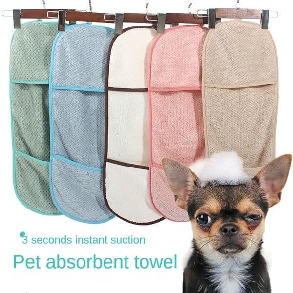 Pet Super Absorbent Towel Cat and Dog Quick Drying Towel Pocket Style Scrub Gloves Bath Towel 240808