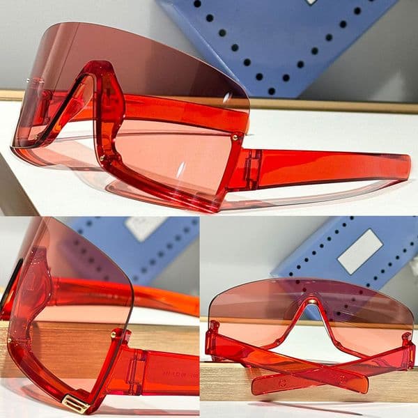 Italian designer Shiny RED injection frame sunglasses 1221 Mens Womens mask type sunglasses 100% UVA/UVB protection Womens beach sunglasses frame with design