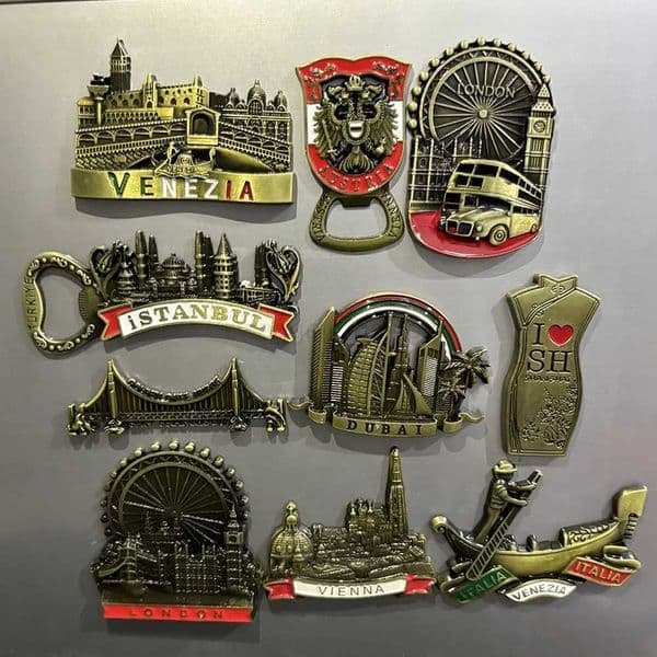 Metal Fridge Magnet Turkey England Venice Vienna Dubai Italy Scenic Tourism Souvenirs Austria Bottle Opener Refrigerator StickerXJ240809