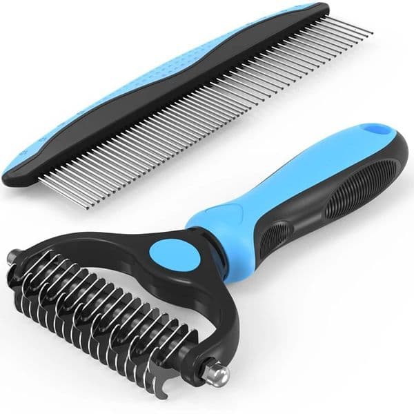 Combination Of Pet Grooming Brush And Metal Comb Pet Hair Removal Comb Cat Dog Brush Pet Hair Dog Hair Rake Grooming Products 240808