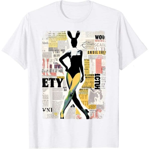 T shirt for Mens Vintage Magazin Cover Vintage Girl Bunny Collage Sexy Model Pin-up T-Shirt Shirts Tshirt Graphic Tee Casual Tops Clothes Short sleeve Free shipping