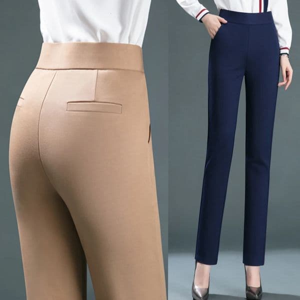 High quality womens casual leg elastic high waisted work pants fat spring and summer commuting straight 240808