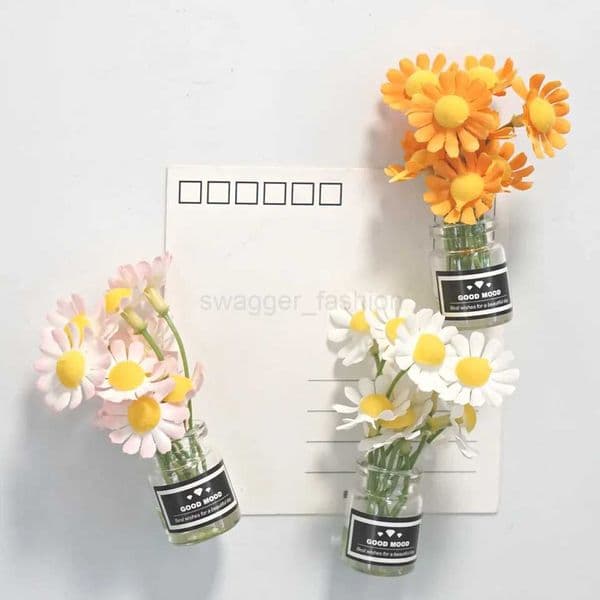 Vase Fridge Magnet Simulation Daisy Glass Magnetic Sticker Flower Home Decoration Message Sticker for Kitchen Refridgerator GiftXJ240809