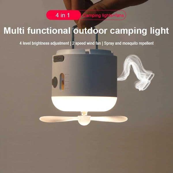 Multifunctional Camping Fan Light Rechargeable Portable Magnetic Tent Lanterns Outdoor Hiking Emergency Mosquito Repellent Lamp Y240810