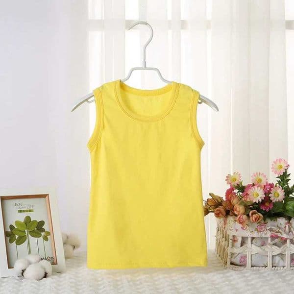 Summer childrens underwear boys vest girls vest yellow solid color tank top boys clothing cotton T-shirt sleeveless 2-9Y W240809