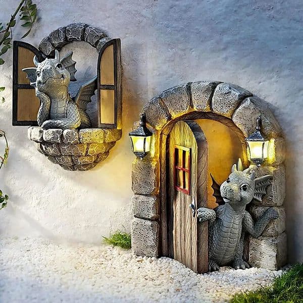 gift set Luxury Designer Decor Decorations Sculpture: Whimsical Resin Dragon Outdoor Decor For Lawn, Wall, And Tree - Unique Garden Ornament Decoration Home