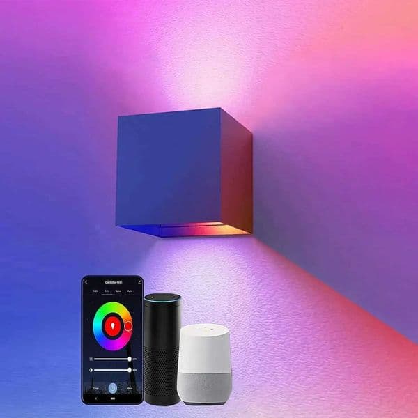 1pc Modern Outdoor Wall Lamp with WIFI Smart LED Waterproof Aluminum Cube Light for Porch or Patio RGBCW Color ChangingCL240809