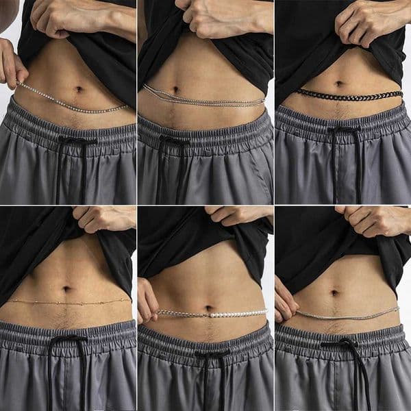 Cosysail Mens Simple Body Waist Chain Sexy Fashion Minimalist Metal Crystal Belly Chain Beach/Party Body Jewelry Gift 2022 W240809