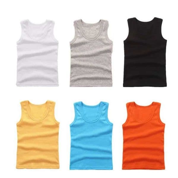 Childrens vest summer boys and girls cotton sports top vest solid color casual childrens vest W240809