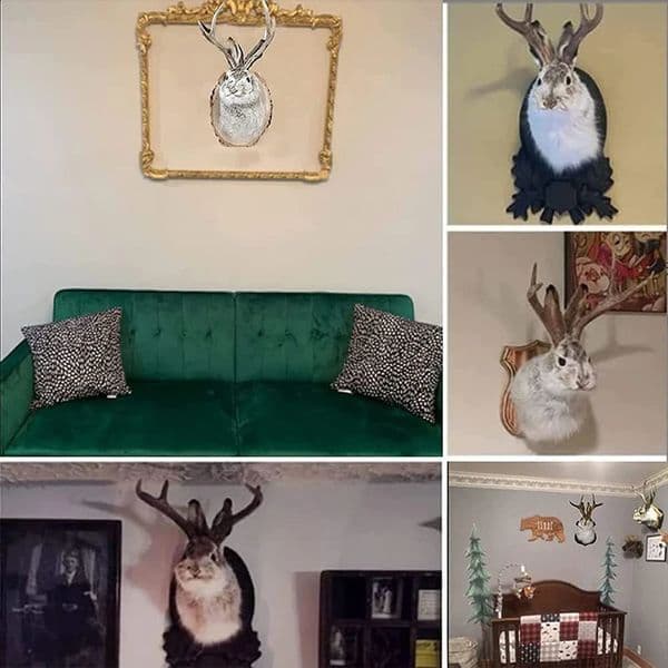 Luxury Designer Decor Decor The Latest Legends Staghorn Rabbit Resin Hanging Wall Art Realistic gift set Animal Heads Statues Easter Vintage Upholstery Decorati 7