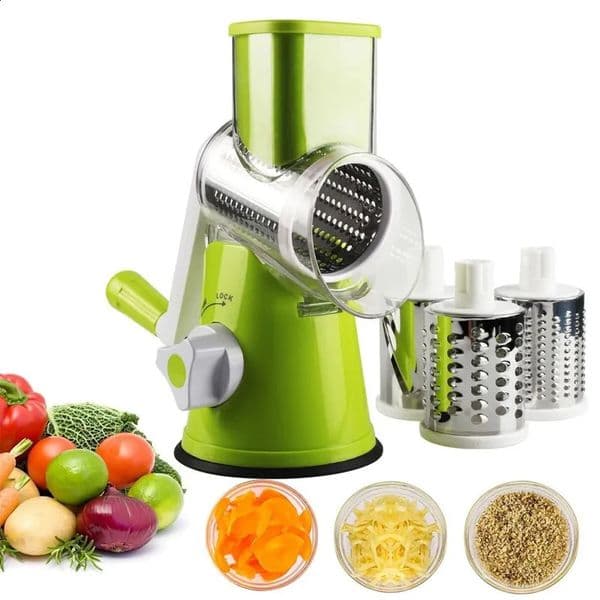 K82 manual rotating vegetable slicer kitchen vegetable cheese classifier chopper with 3 sharp stainless steel drums KC0082 240809