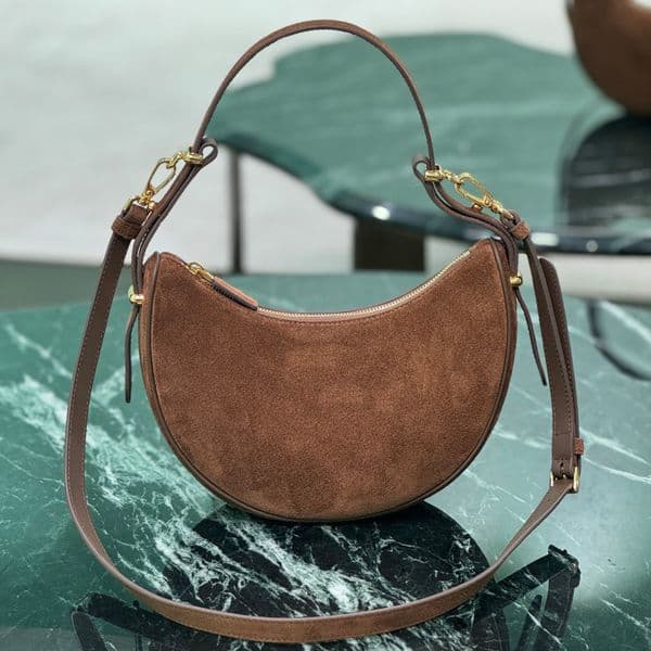 latest 10A arque shoulder designer golden hardware zipper closure crossbody large capacity buckle suede bag fashion women casual handbag purse