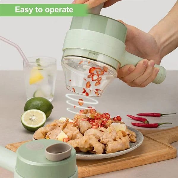 4-in-1 electric vegetable cutter set handheld garlic puree chopper used for chili onion ginger mini food processing machines 240809