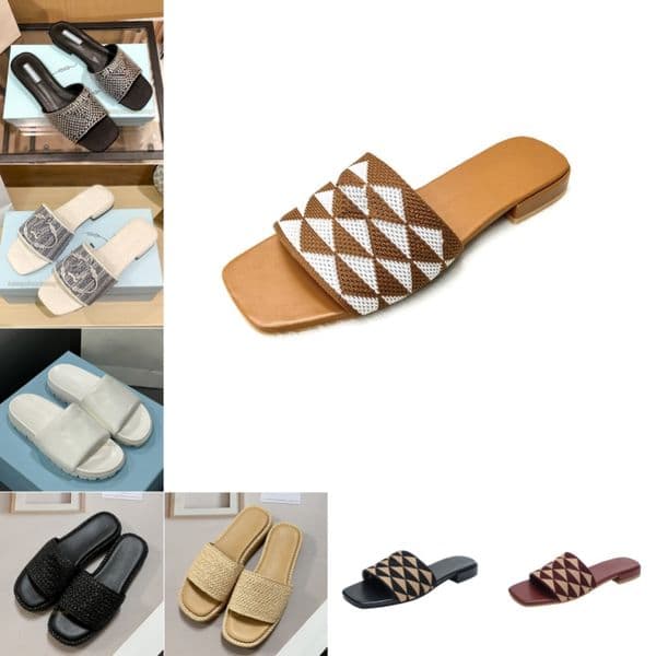 embroidered fabric slides sesigner sandals for women slide luxury flat slippers summer beach sandal classic slides leather sliders outdoor casual womens shoes