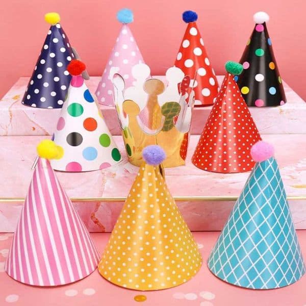 11Pcs/Bag Happy Birthday Party Hats Polka Dot DIY Handmade Cap Crown Baby Shower Decoration Boy Girl Birthday Party Photo Props Y240810