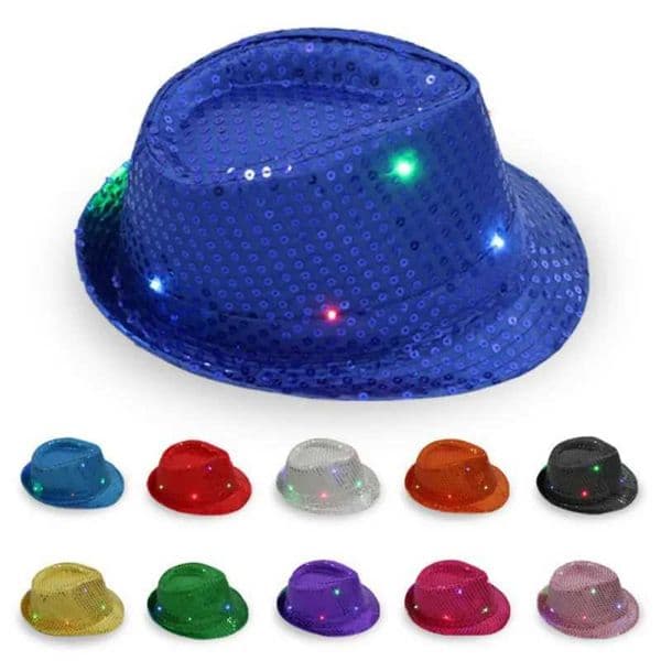 LED Flashing Jazz Cap Unisex Adult Hip Hop Dance Show Jazz Hat Sequins Luminous Costumes Stage Dance Party Halloween Props Y240810