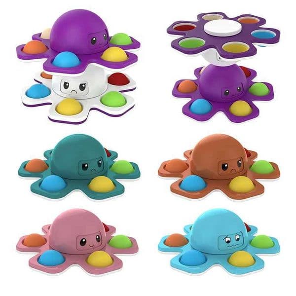 Metal Fidget Toy Funny Toys fidget cube Octopus Spinning Top Vent Gyro Three Expression Fidget Spinner Toy Push Pop Bubble Stress Relief For Kids Baby Edc