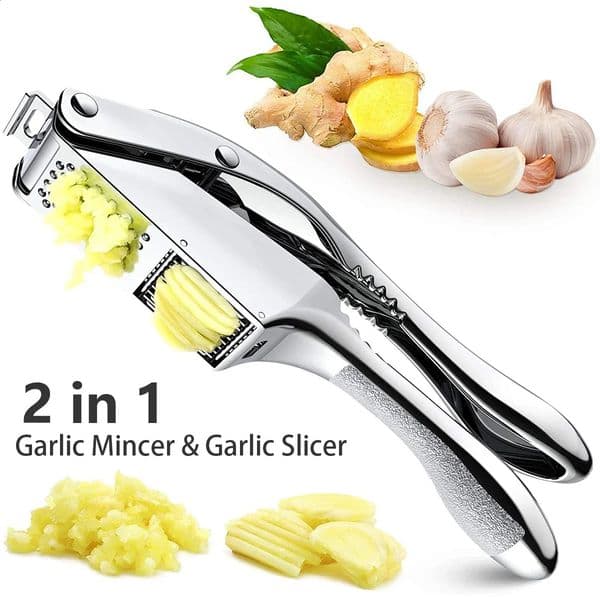 Garlic Tablet Press Stainless Steel 2-in-1 Garlic Grinding Machine Dual Function Garlic Crusher Handheld Garlic Squeezing Tool 240812