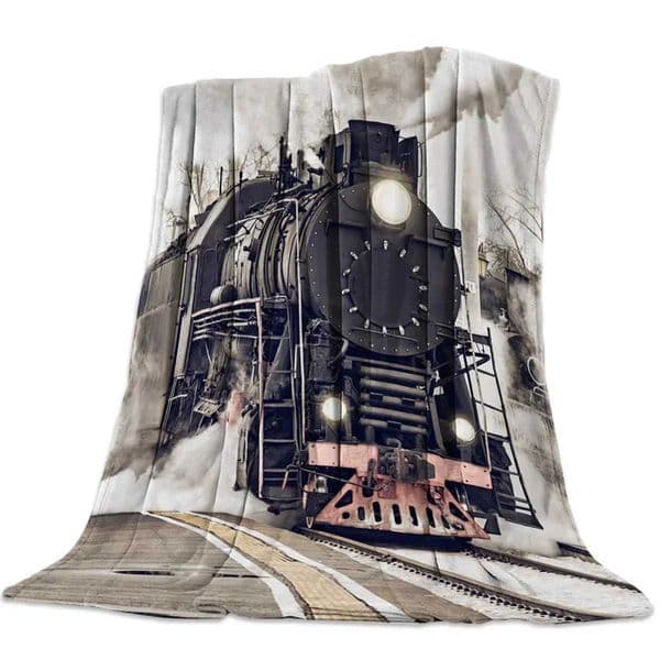 Flannel Blankets The Steam Age of Old Trains Blanket Cushion Warm Throw Blanket on Sofa Bed Home Bedspread Travel Fleece BlanketXJ240813