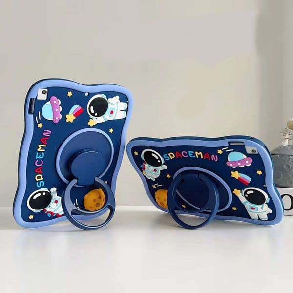 Kids Tablet Case For Samsung Galaxy Tab A9 Plus 11" A8 10.5" S6 Lite 10.4" A9 A7lite 8.7inch Cute Cool Astronaut Cartoon Spacemen Silicone Case Rotating Handle Stand Cover