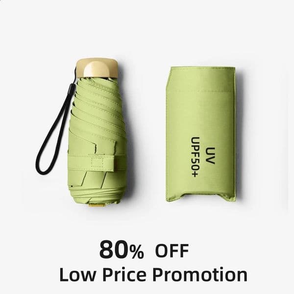 80% discount for mini sun umbrellas pocket rain travel vinyl folding UV protection shading bags and umbrella capsules 240813
