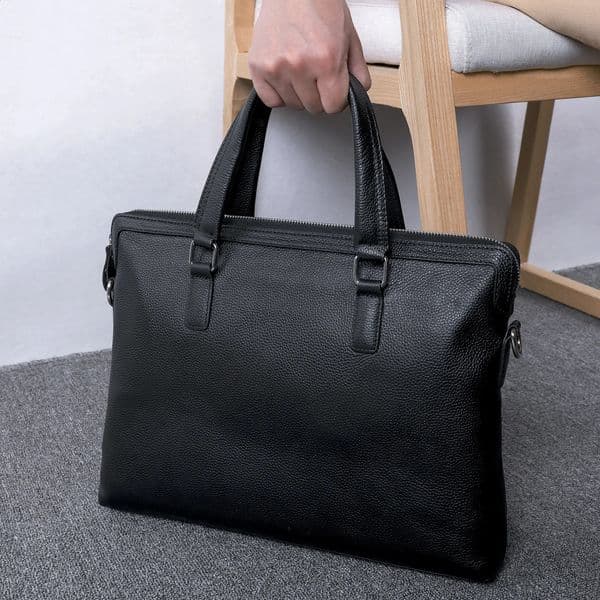 Natural leather mens casual briefcase leather shoulder bag messenger bag soft denim business bag mens notebook bag 240930