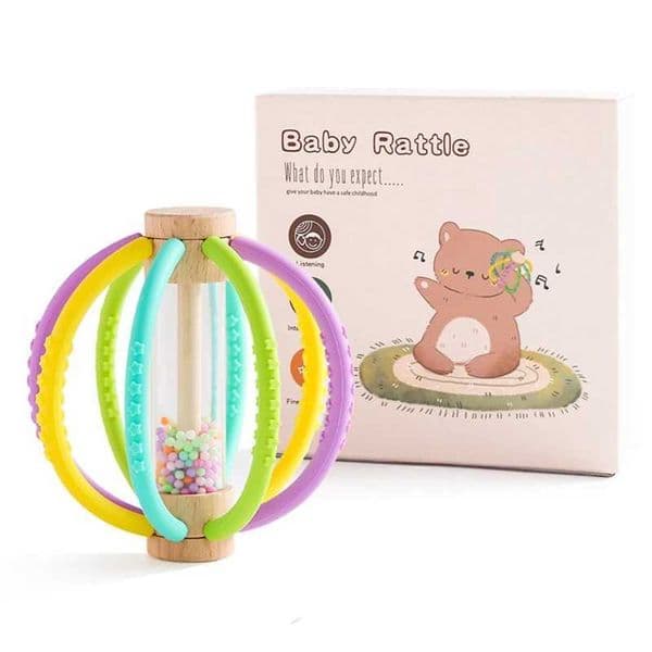 Montessori Baby Rain Stick Rainbow Hourglass Rain Music Rattle Baby Educational Toy Silicone Teether Sensory Toys for Kids Gift Y240813