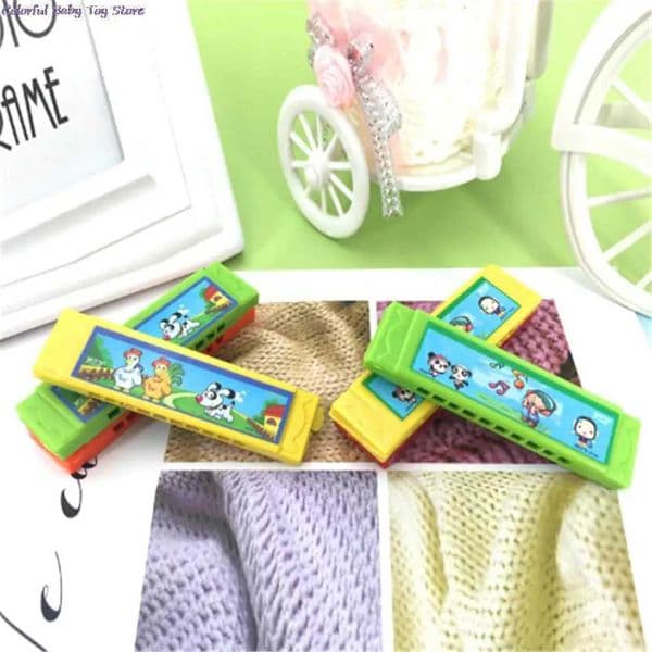 10Holes Harmonica Toy Fun Double Row Musical Early Educational Toy Random Color Kids Cute Flower Wood Plastic Y240813
