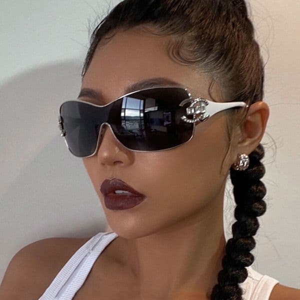 Rimless Y2K Oversized Sunglasses Designer Luruxy Glasses Pattern Fashion For Womens And Mens Travel Driver