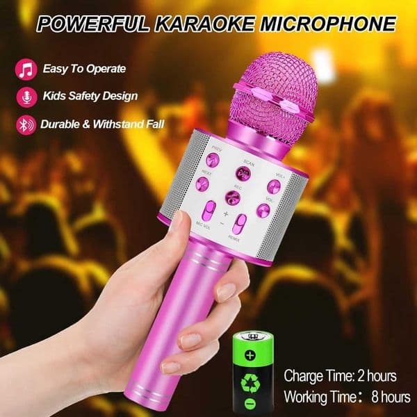 ZK20 Karaoke Microphone for Kids Singing 5in1 Wireless Microphone with LED Lights Karaoke Machine Portable Mic Speaker Y240813