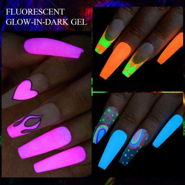 Gel Nail Polish Set MEET ACROSS 7Ml Fluorescent Luminous Green Semi-Permanent Varnish Uv Gel Nail polygel
