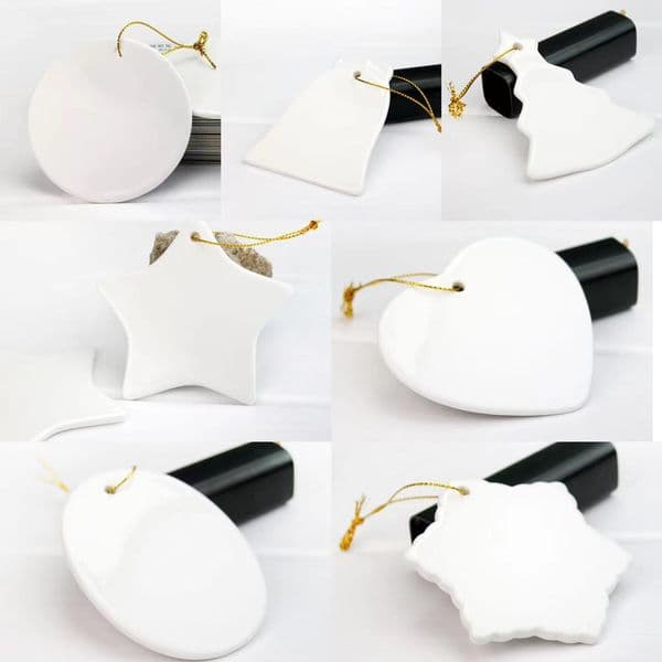 Sublimation Blank Christmas Ceramic Pendant Decorations Creative Ornaments Heat Transfer Printing DIY Ornament 3inch