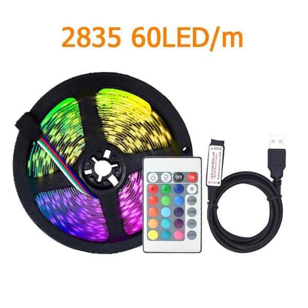 2835 RGB LED Strip Light 5V USB Power Flexible LED RGB/ White Ribbon 60LED 0.5m 1m 2m 5m TV Desktop Screen BackLight Diode Tape CL240815