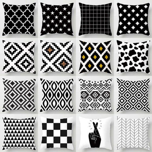 Geometric abstract black and white grid pillowcase modern minimalist car pillow office sofa cushion cover Y260520