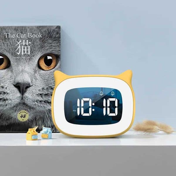 Cat Shape Alarm Clock LED Voice Control Desktop Clock Night Light USB Dual Music Digital Alarm Clock Home Table DecorationM240814